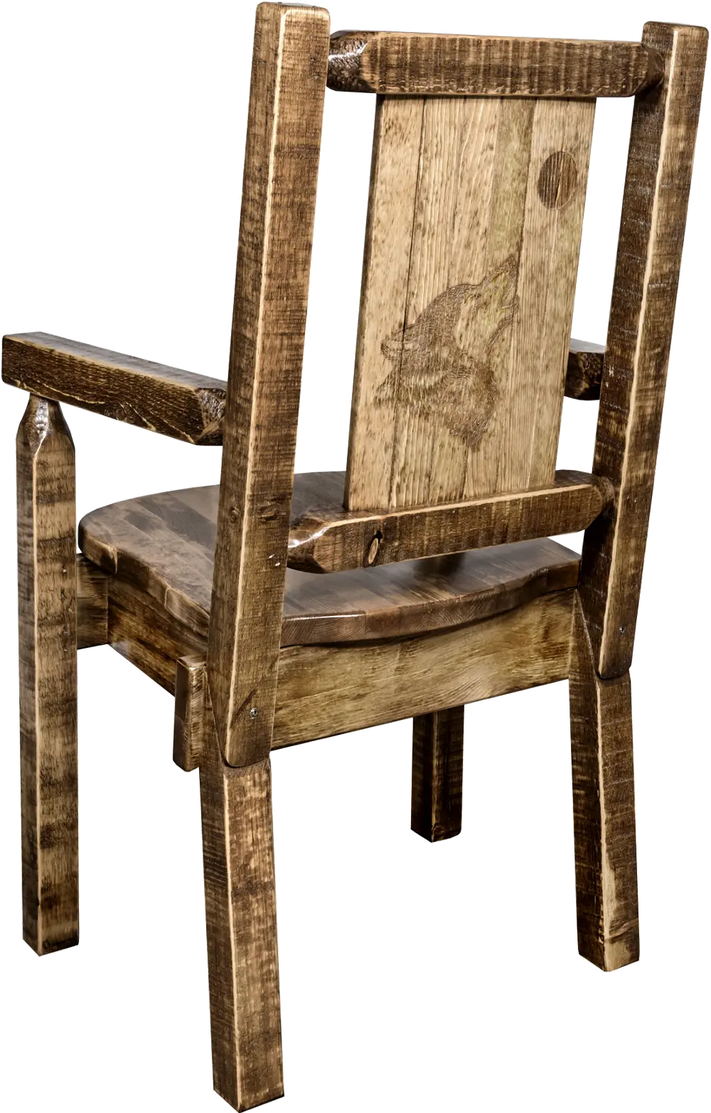 Captain's Dining Room Chair with Laser Engraved Wolf - Homestead-1