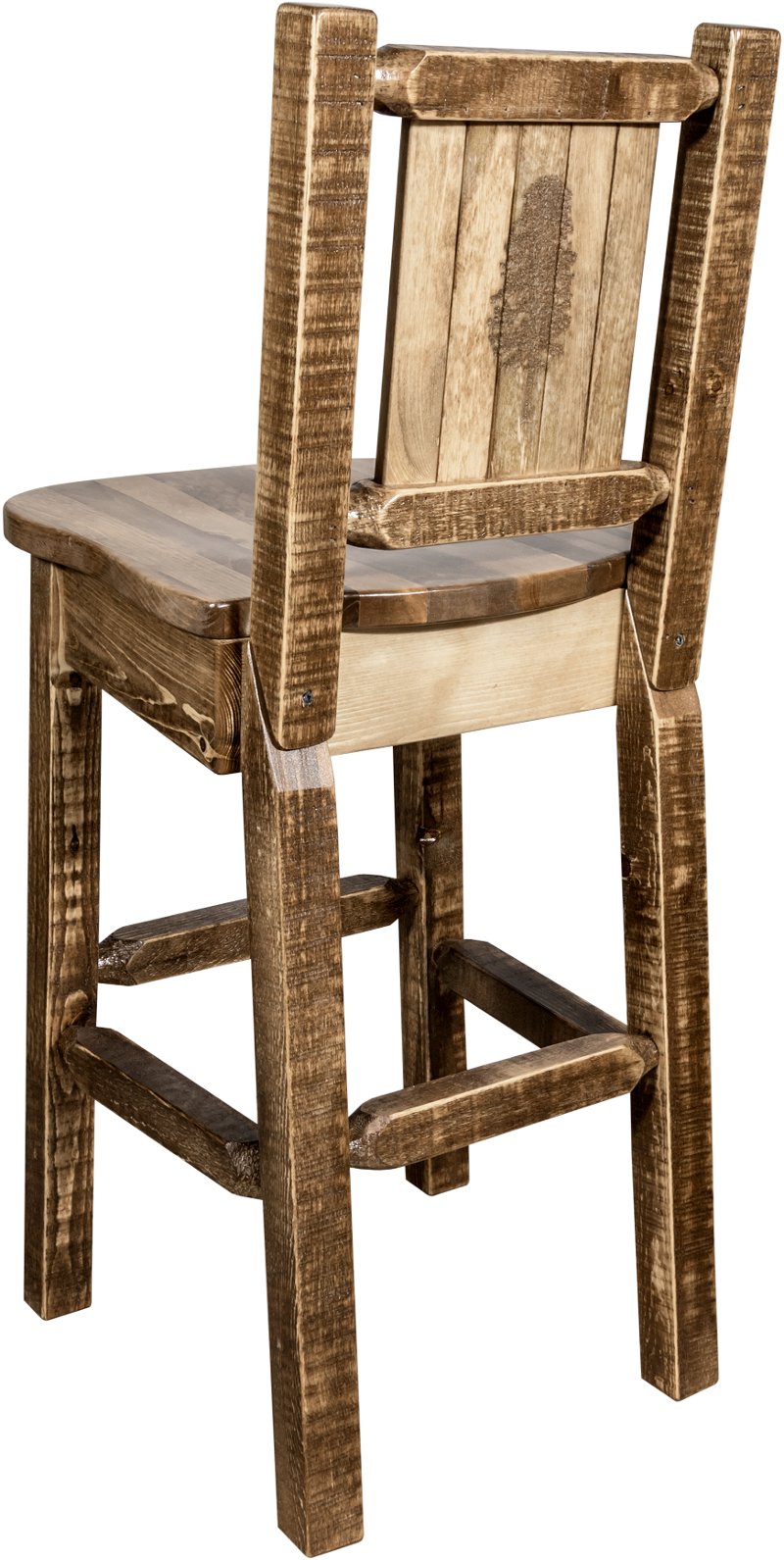 Rustic Wood Bar Stool With Laser, Rustic Outdoor Bar Stools