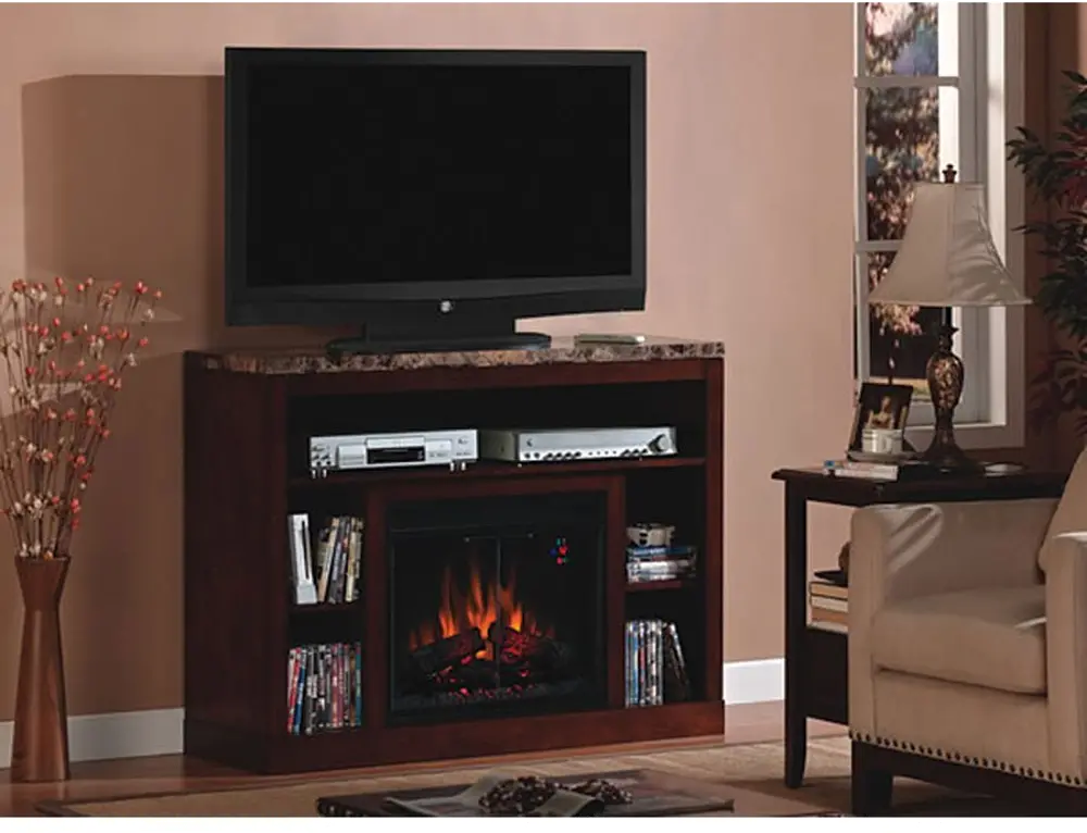 48 Inch Birch Brown TV Stand with Fireplace - Adams -1