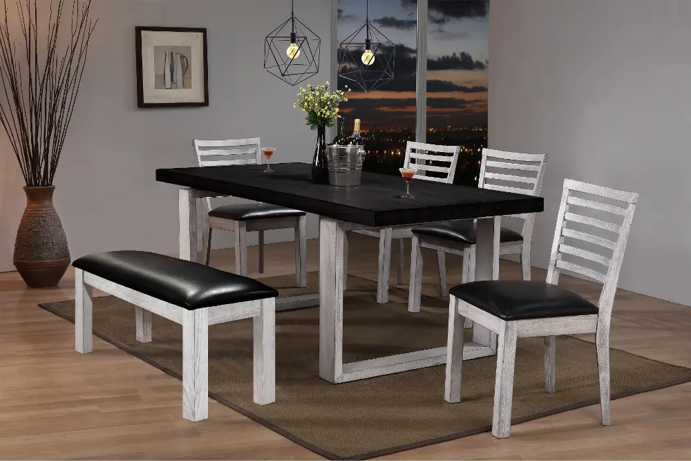 Two-Tone Black and White 6 Piece Dining Set - Terrace-1