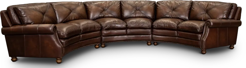 Classic Brown Leather 3 Piece Sectional - Suffolk-1