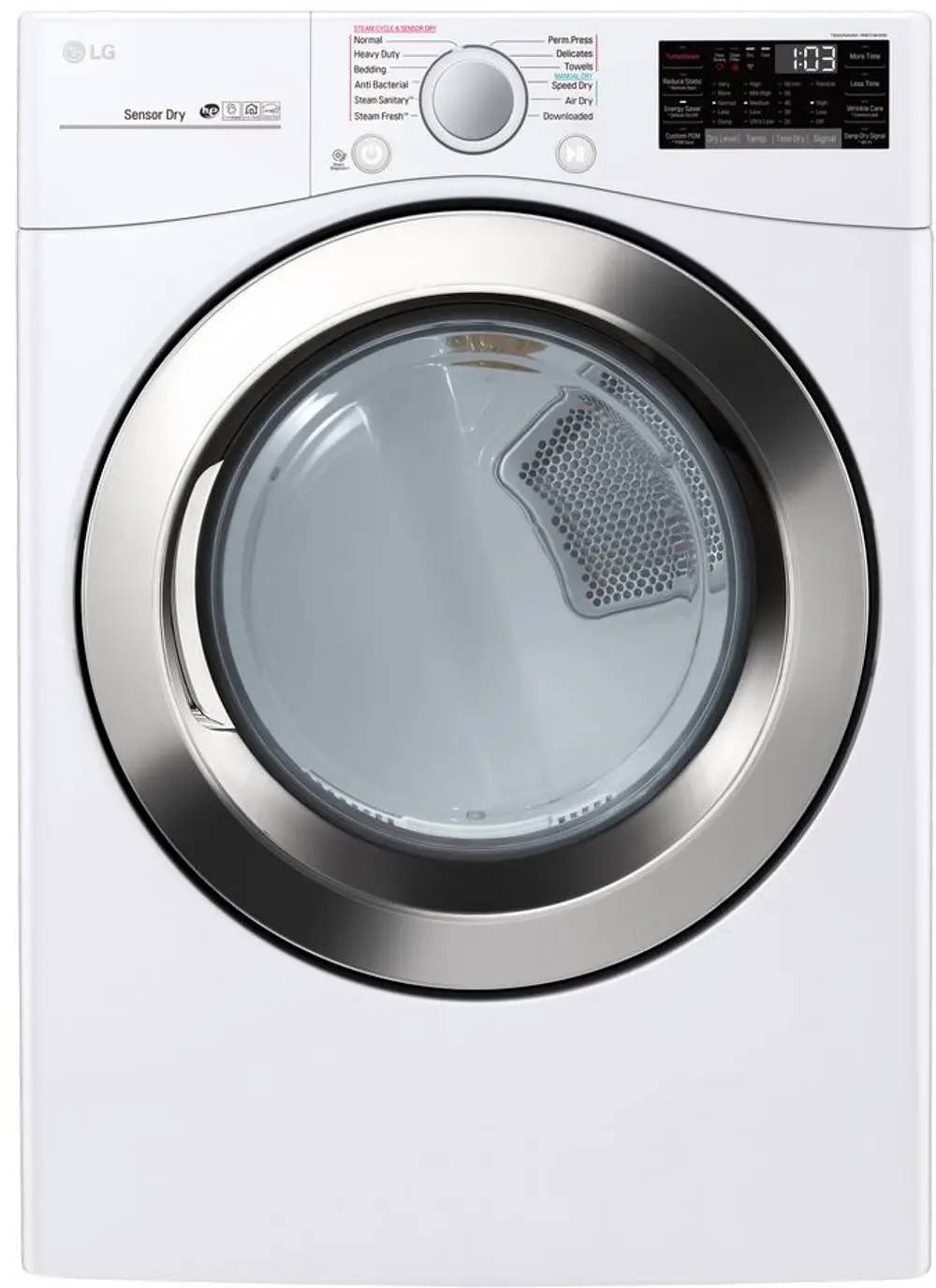 DLEX3700W LG Large Capacity Electric Steam Dryer - 7.4 cu. ft. White-1