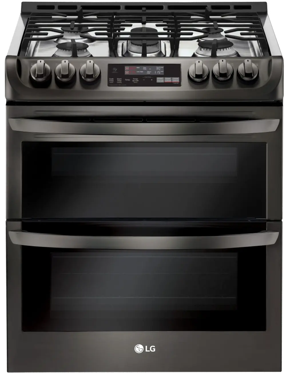 LTG4715BD LG 6.9 cu ft Double Oven Gas Range - Black Stainless Steel-1