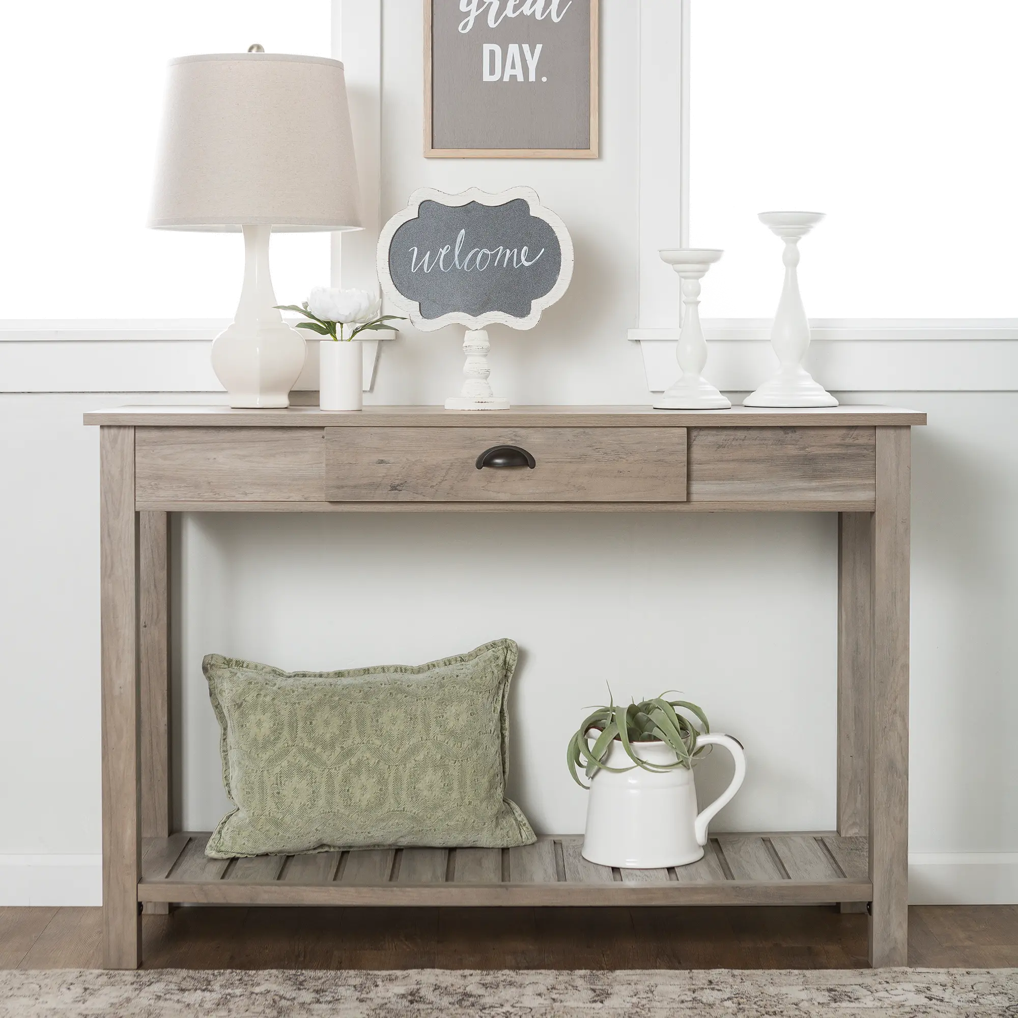 Photos - Other Furniture Walker Edison Country Style Rustic Gray Sofa Table -  AF48CYE 