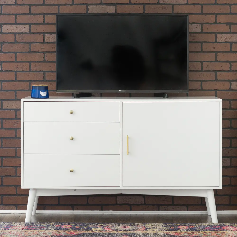 AH52CMCWH 52 Inch Retro White TV Stand - Angelo-1