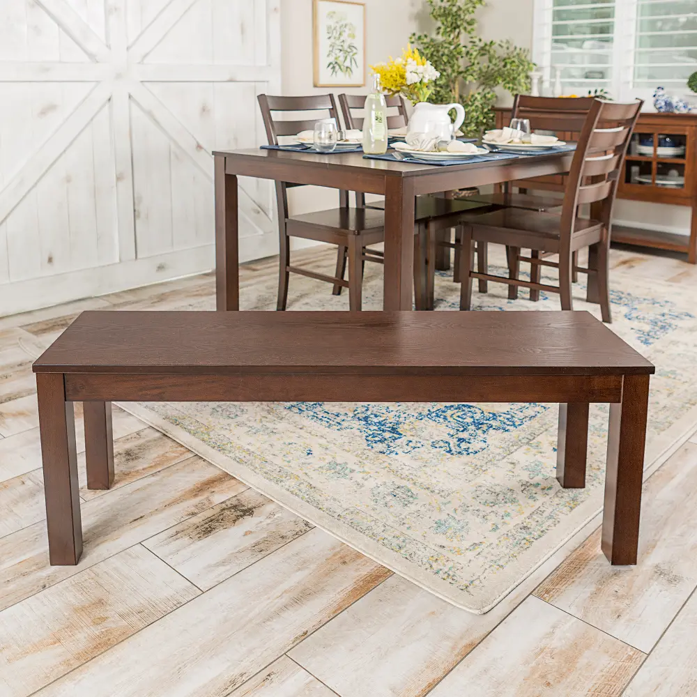 B48HSWT Homestead Simple Walnut Brown Wood Dining Bench-1