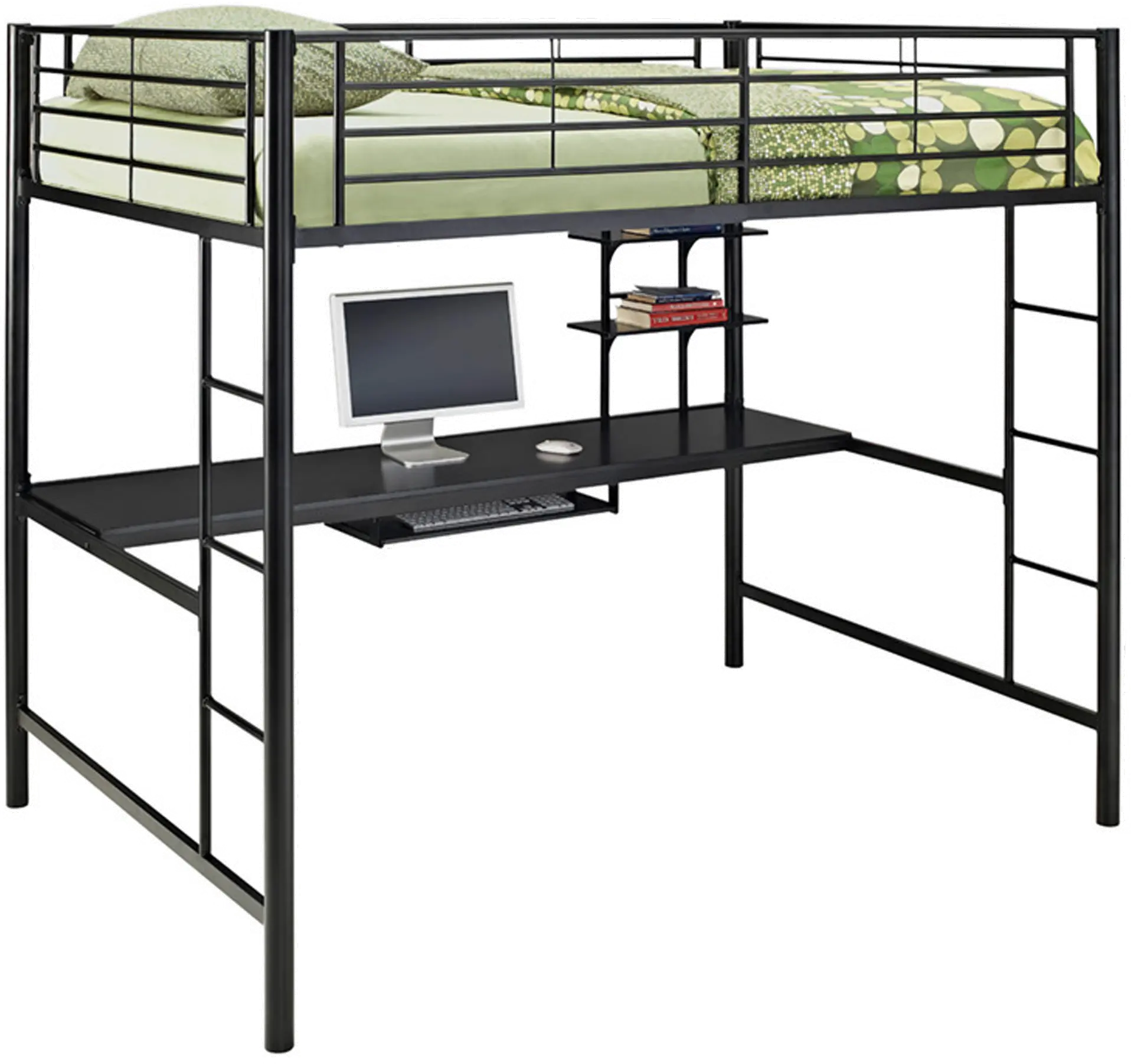 Contemporary Black Full Loft Bed with Workstation - Walker Edison