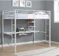 BDOZWH Contemporary White Full Loft Bed with Workstation - Walker Edison