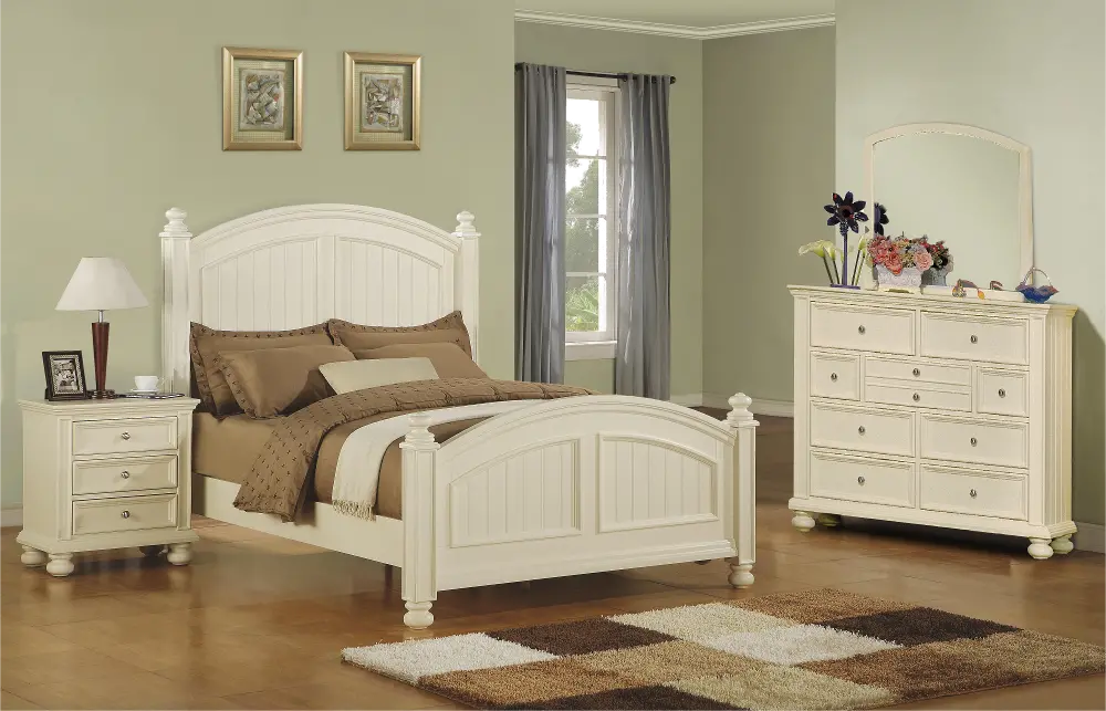 Cape Cod Eggshell White 3 Piece Full Bedroom Set-1