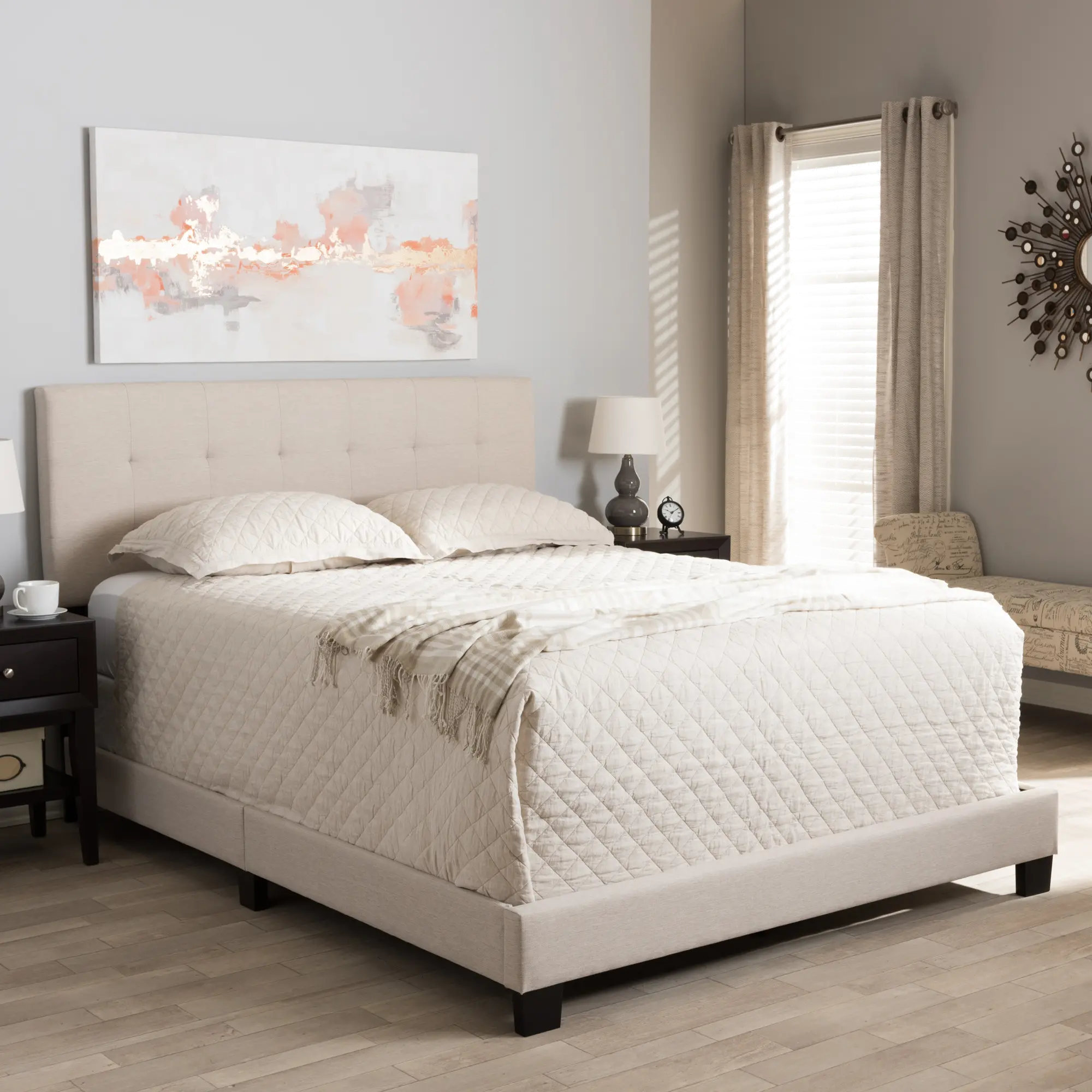 Contemporary Beige Full Upholstered Bed - Brookfield