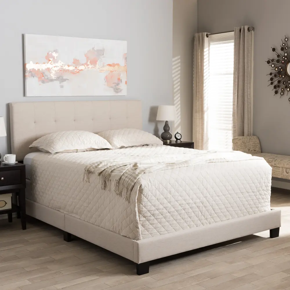 131-7314-RCW Contemporary Beige Queen Upholstered Bed - Brookfield-2