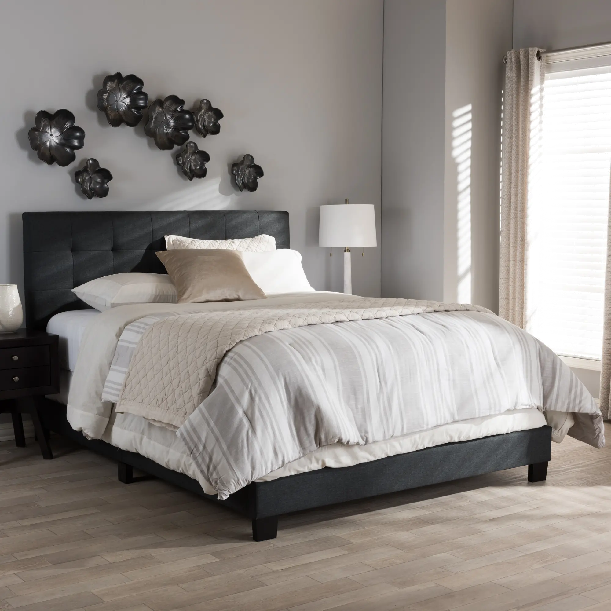 Contemporary Charcoal Gray King Upholstered Bed - Brookfield