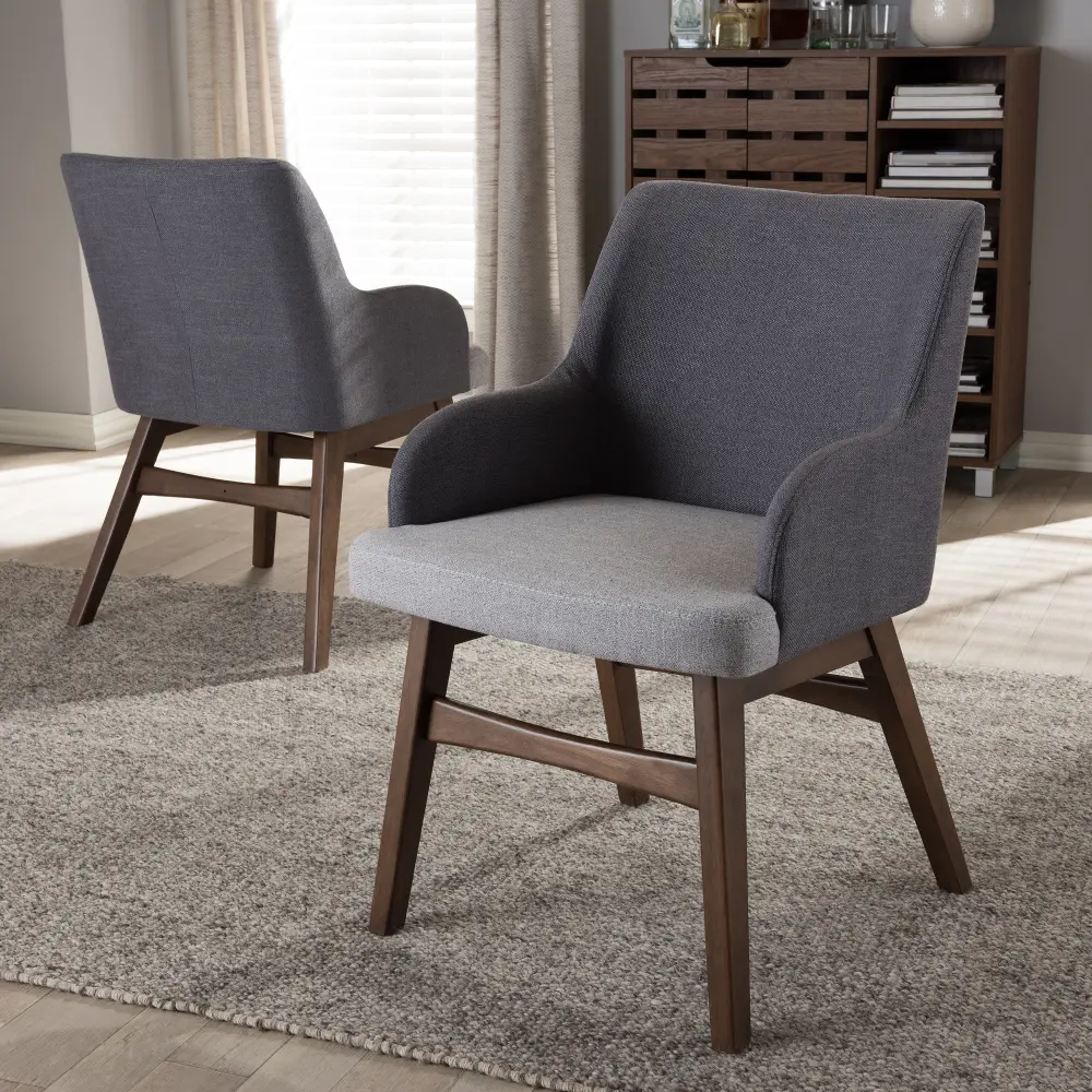 134-2PC-7176-RCW Set of 2 Mid Century Modern Gray Dining Room Chairs - Monte-1