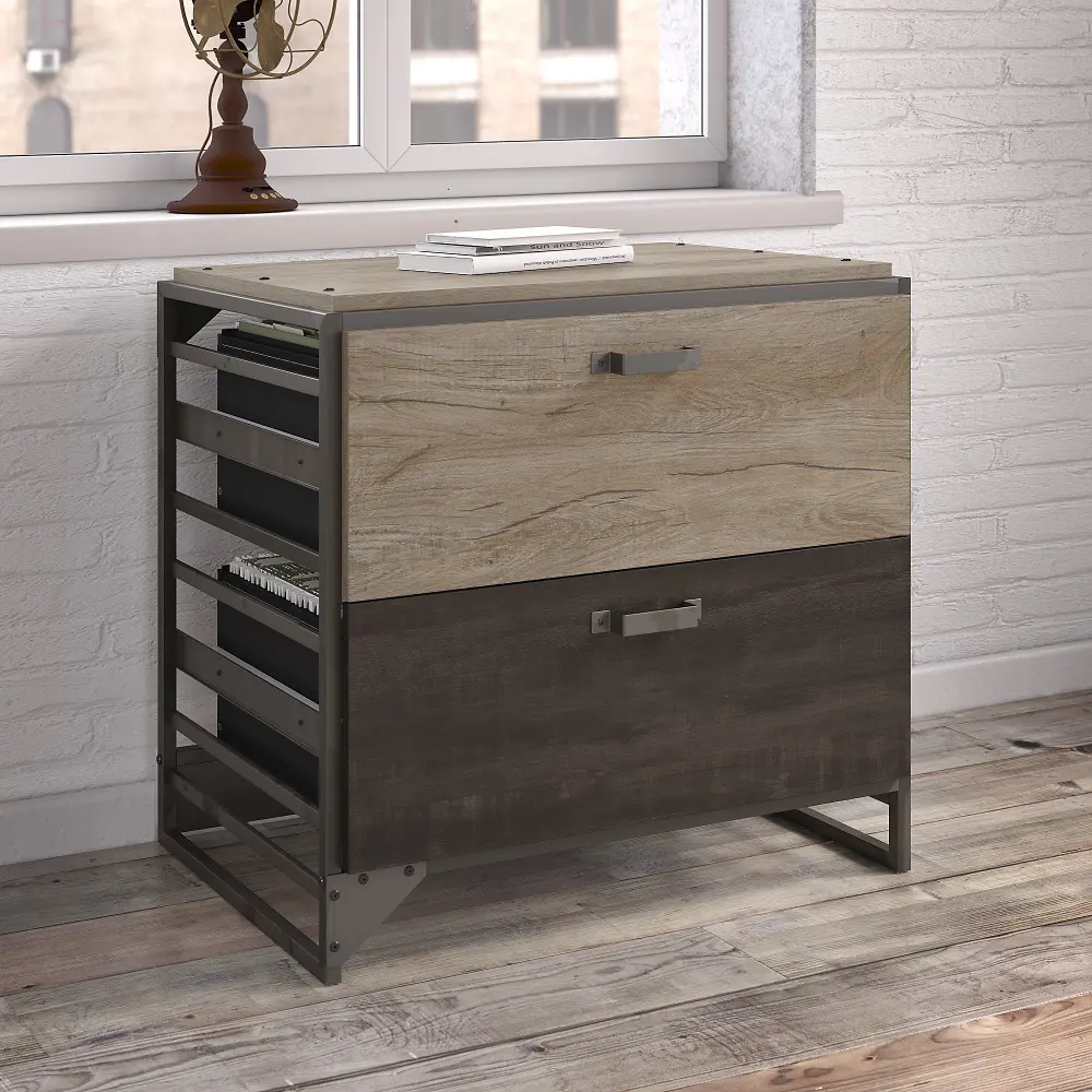 RFF132RG-03 Refinery Rustic Gray 2 drawer Lateral File Cabinet-1