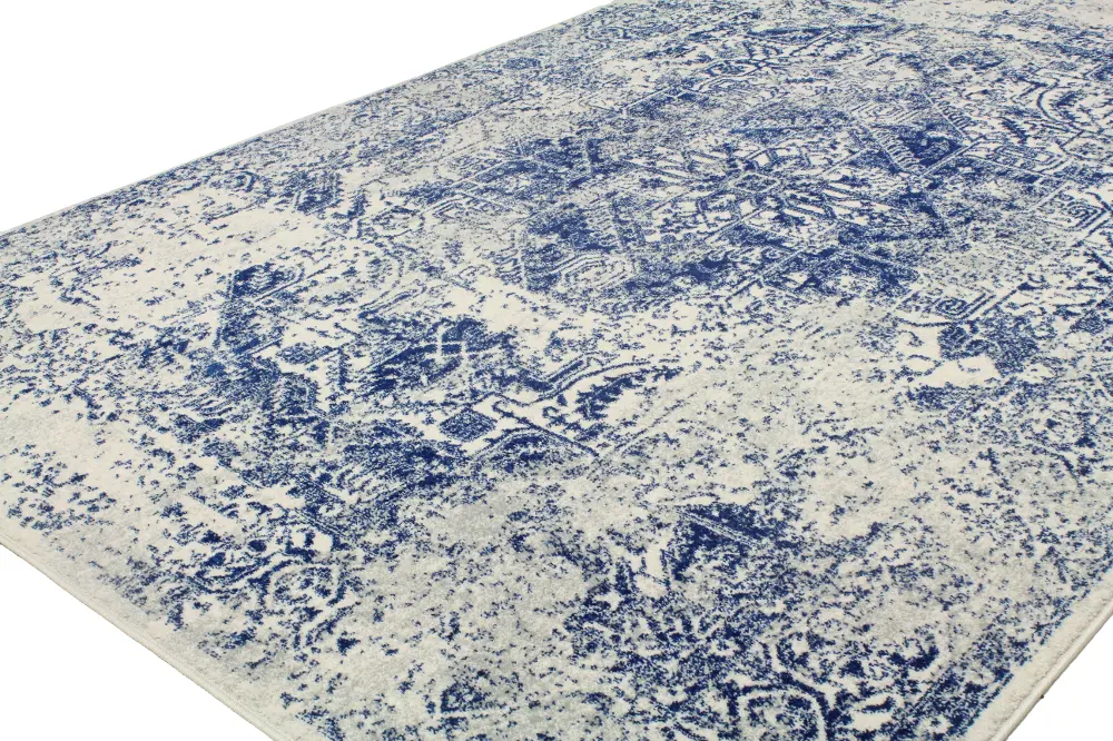  Everek 9 x 12 Contemporary Ivory and Blue Rug-1