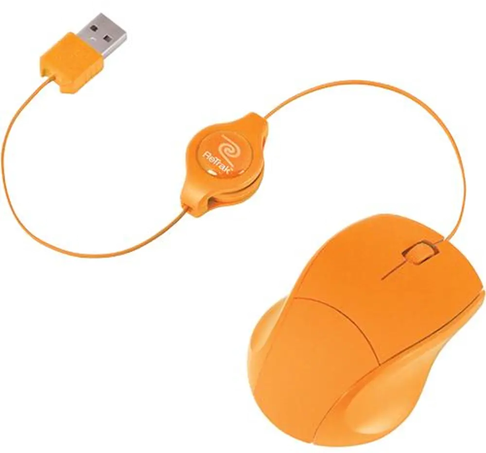 ETMOUSEOR ORANGE RETRACTABLE OPTICAL MOUSE Orange ReTrak Retractable Optical Mouse-1