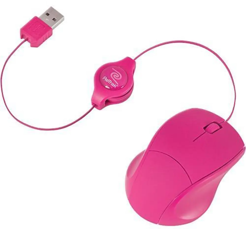 ETMOUSEPK PINK RETRACTABLE OPTICAL MOUSE Pink ReTrak Retractable Optical Mouse-1
