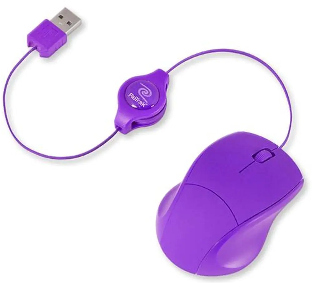 ETMOUSEPL PURPLE RETRACTABLE OPTICAL MOUSE Purple ReTrak Retractable Optical Mouse-1