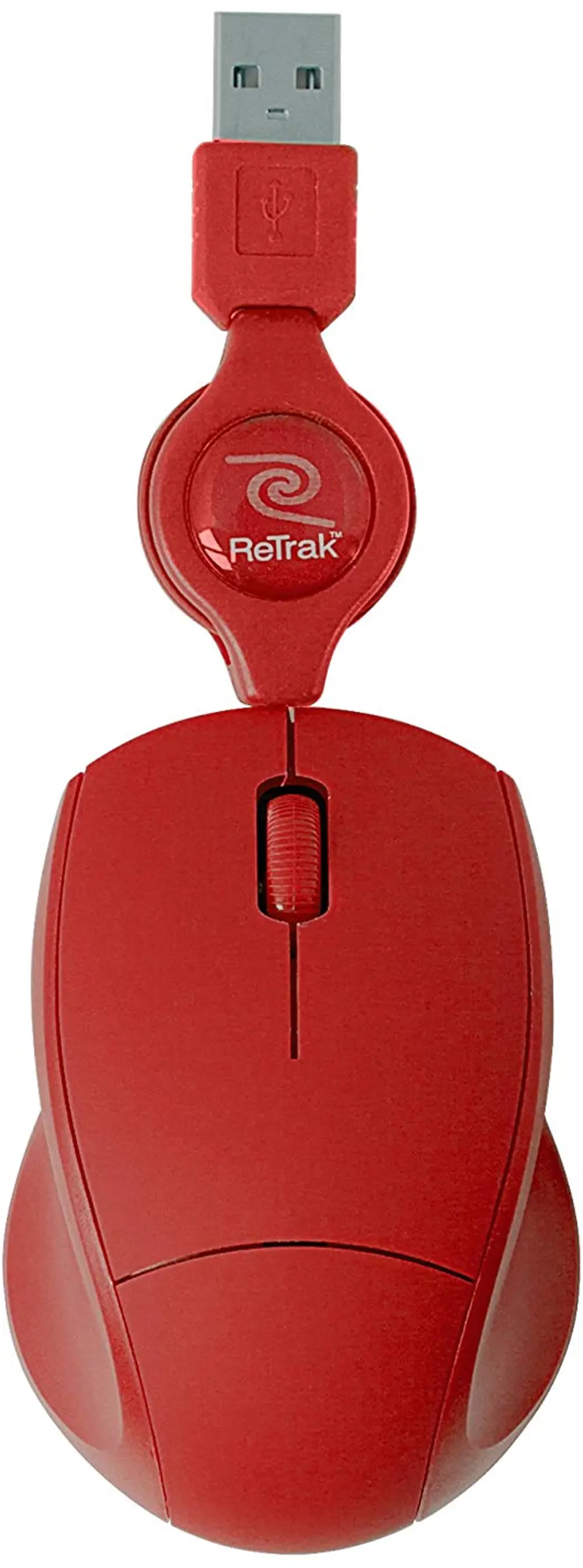 ETMOUSERED RED RETRACTABLE OPTICAL MOUSE Red ReTrak Retractable Optical Mouse-1