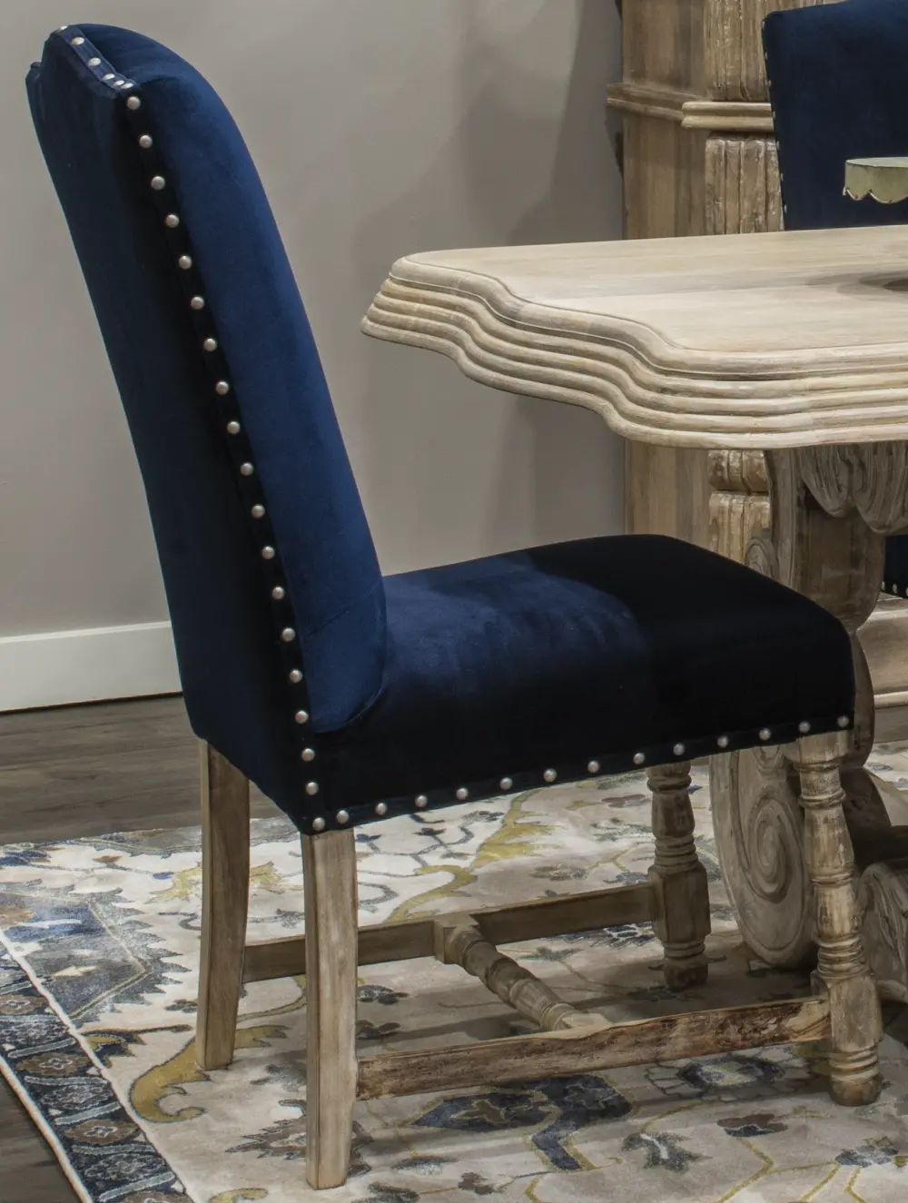 Rich Blue Upholstered Dining Chair - Karsten-1