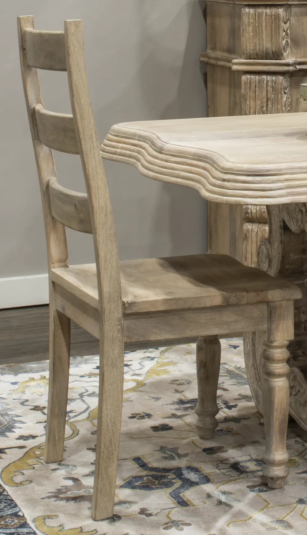 Washed White Natural Wood Dining Chair - Karsten-1
