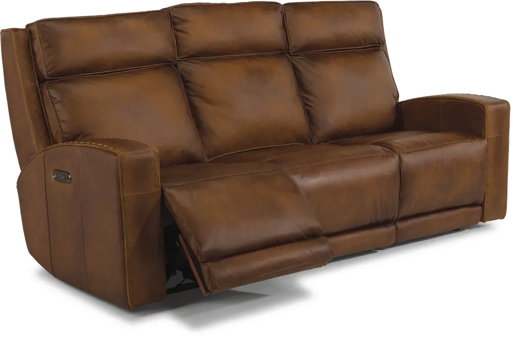 Rustic Brown Leather Power Reclining Sofa - Archer-1