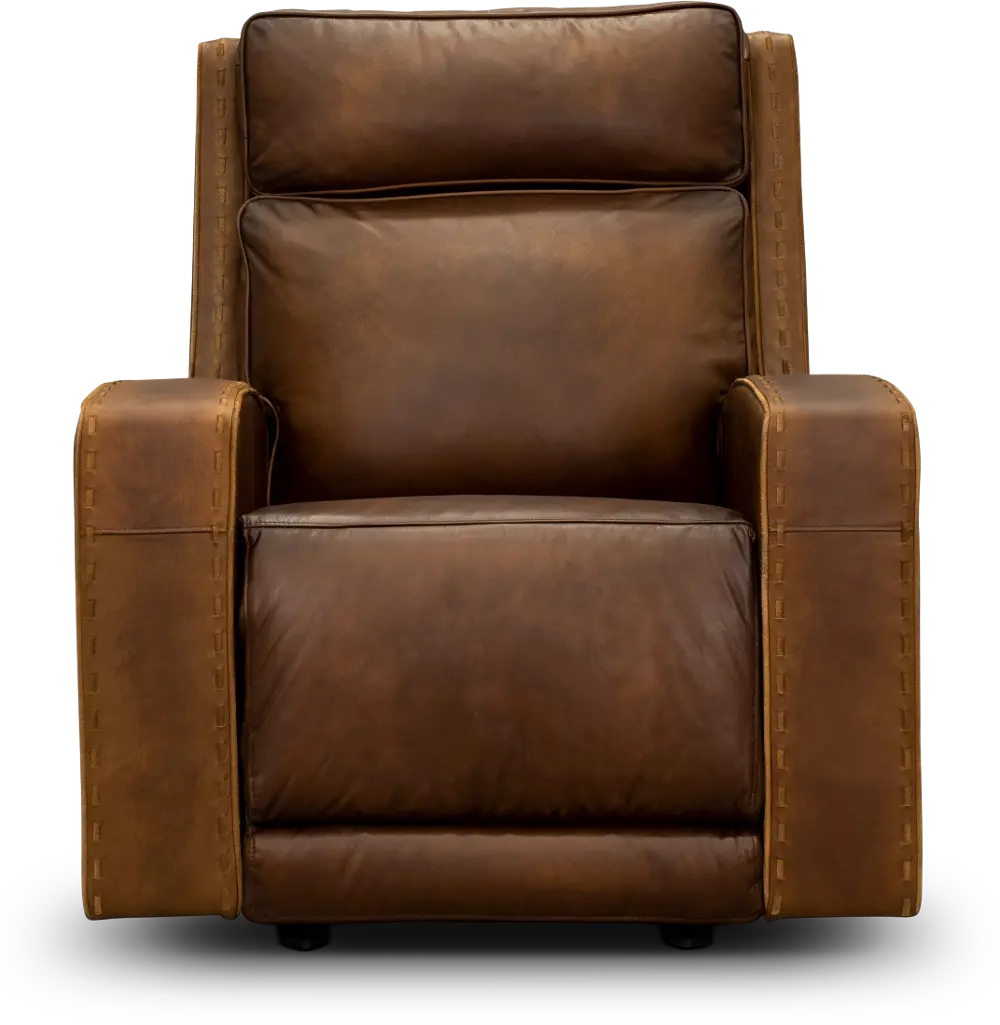 Rustic Brown Leather Power Recliner - Archer-1