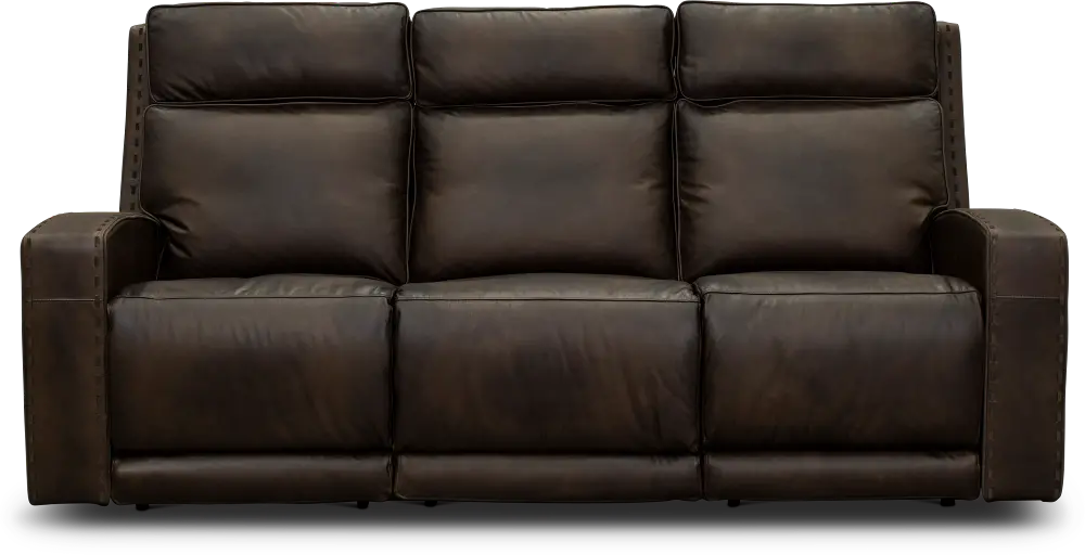 Taupe Brown Leather Power Reclining Sofa - Archer-1