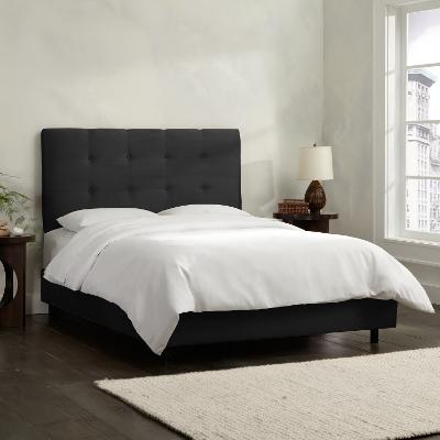 Chocolate Square Tufted Upholstered, Black Upholstered Twin Bed
