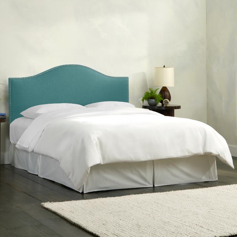 Turquoise Nailhead Trim California King, King Upholstered Bed With Nailhead Trim