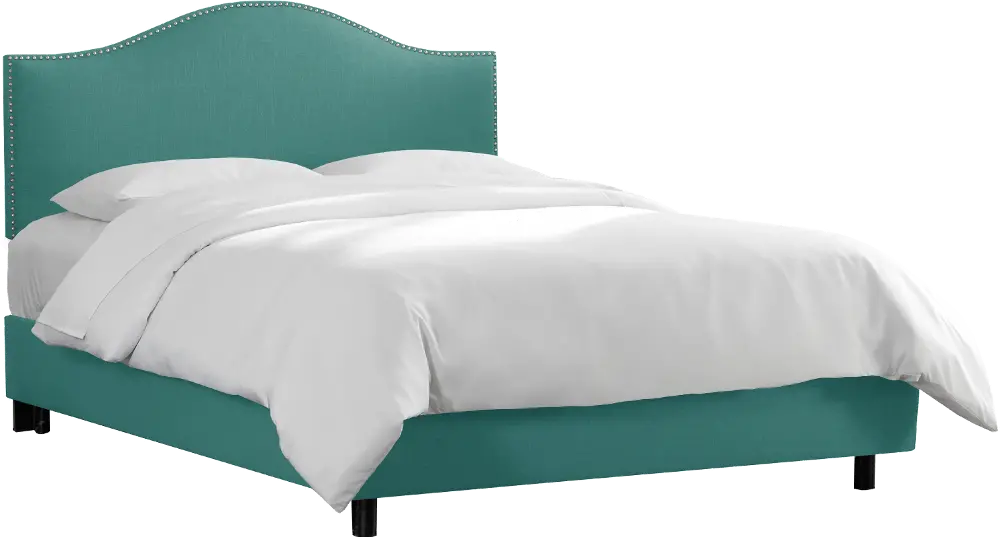 913NBBED-PWLNNLGN Turquoise Nailhead Trim King Upholstered Bed-1