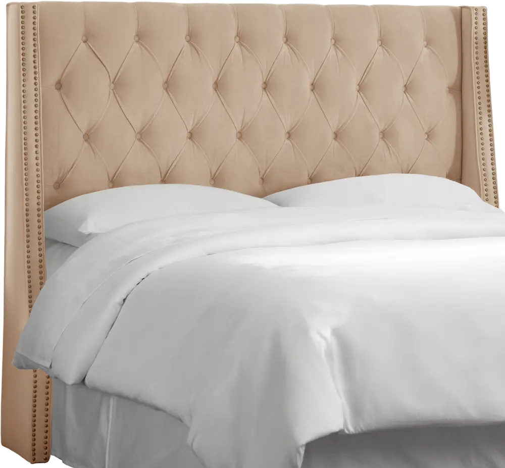 120NB-BRVLVPRL Cream Tufted Wingback Twin Upholstered Headboard-1
