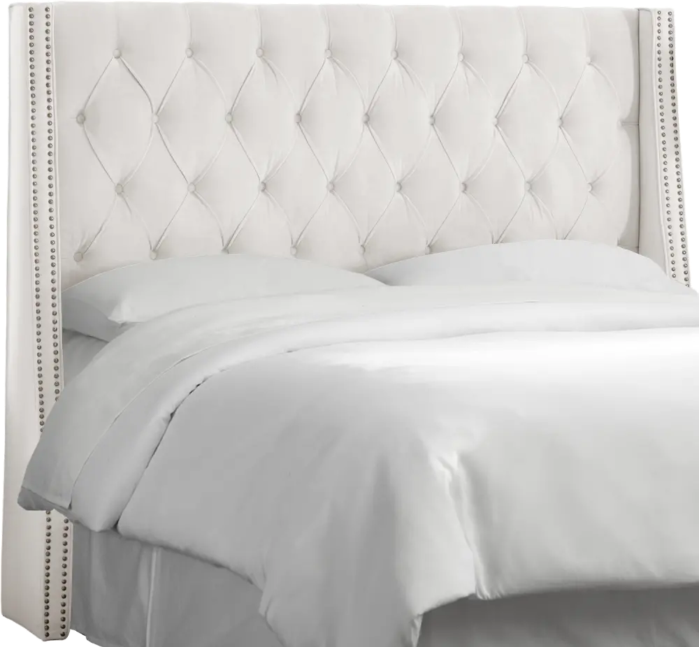 120NB-PWVLVWHT White Tufted Wingback Twin Upholstered Headboard-1
