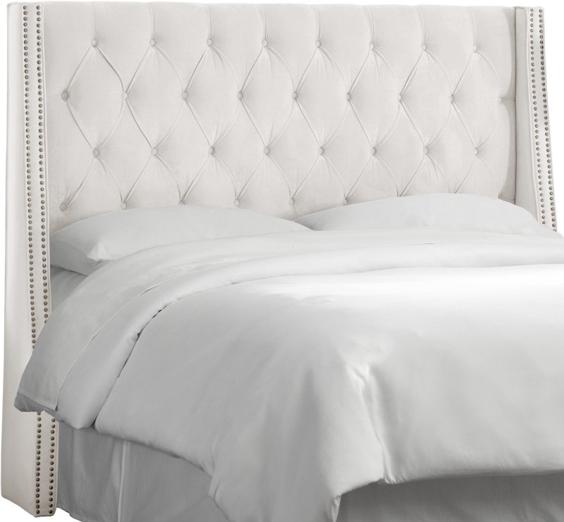 White Tufted Wingback Queen Upholstered, Queen Bed White Headboard