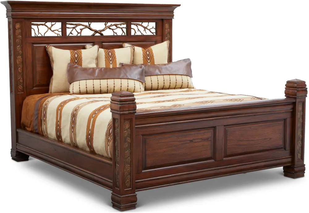 Rustic Traditional Dark Brown King Bed - Aspen-1