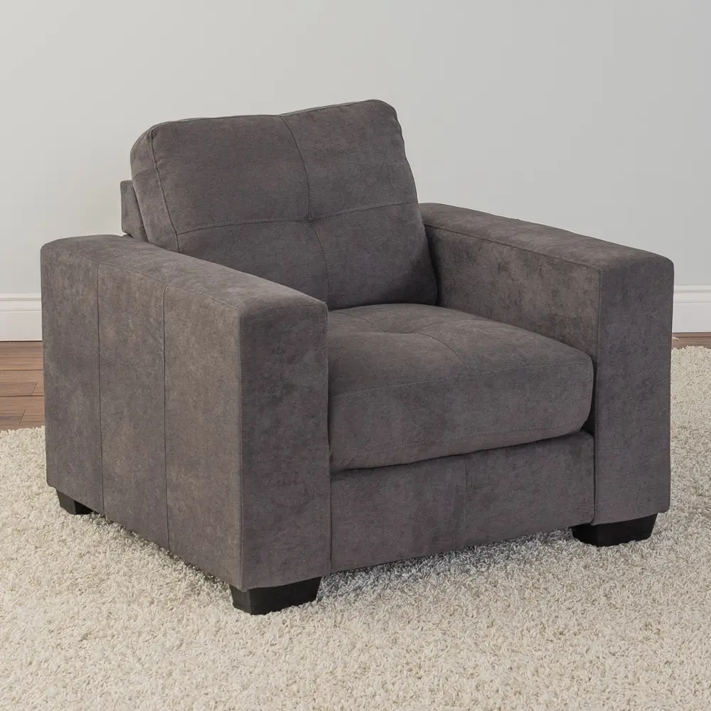 Gray Chenille Fabric Arm Chair - Club-1