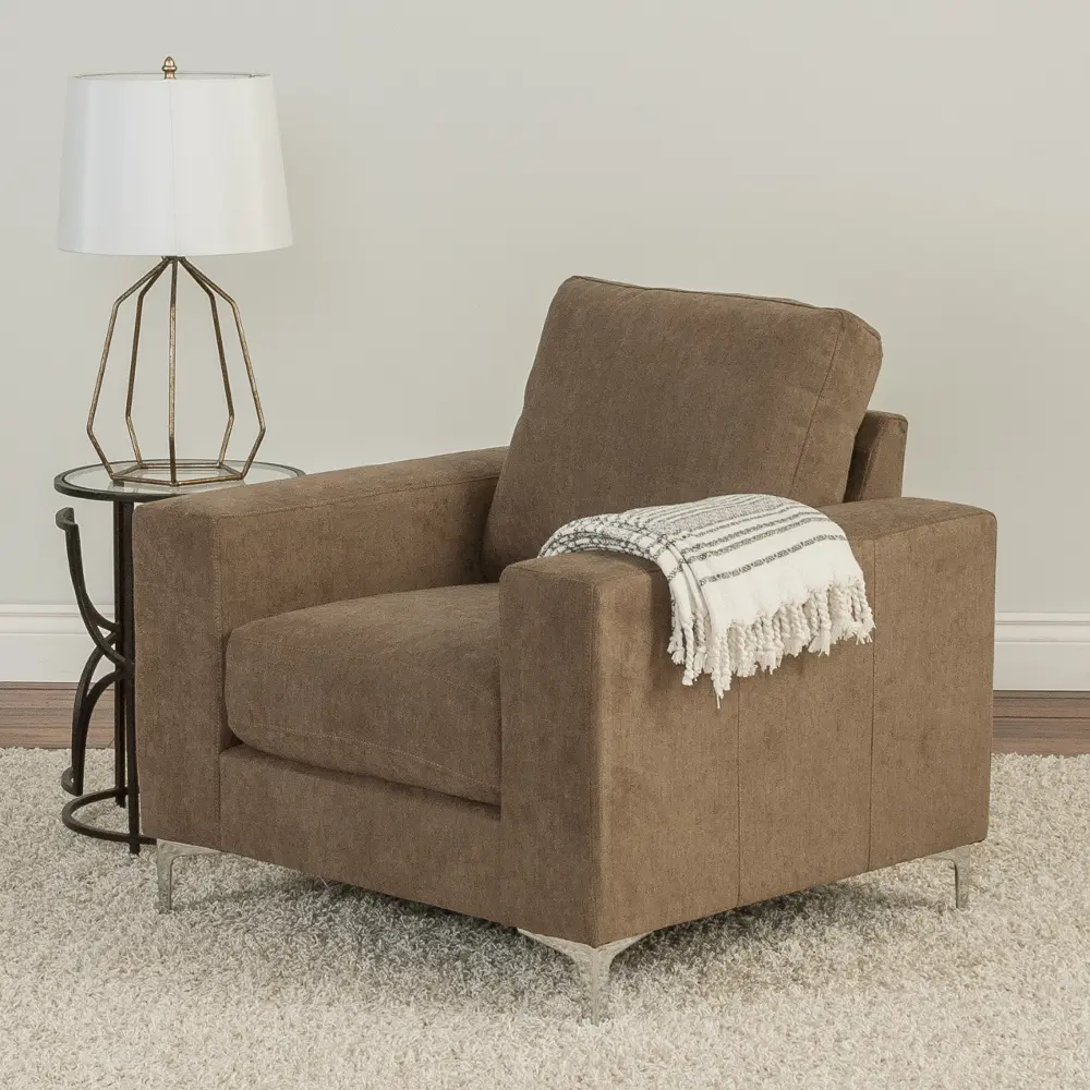Brown Chenille Armchair - Cory-1