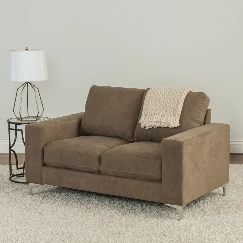 Brown Chenille Loveseat - Cory-1