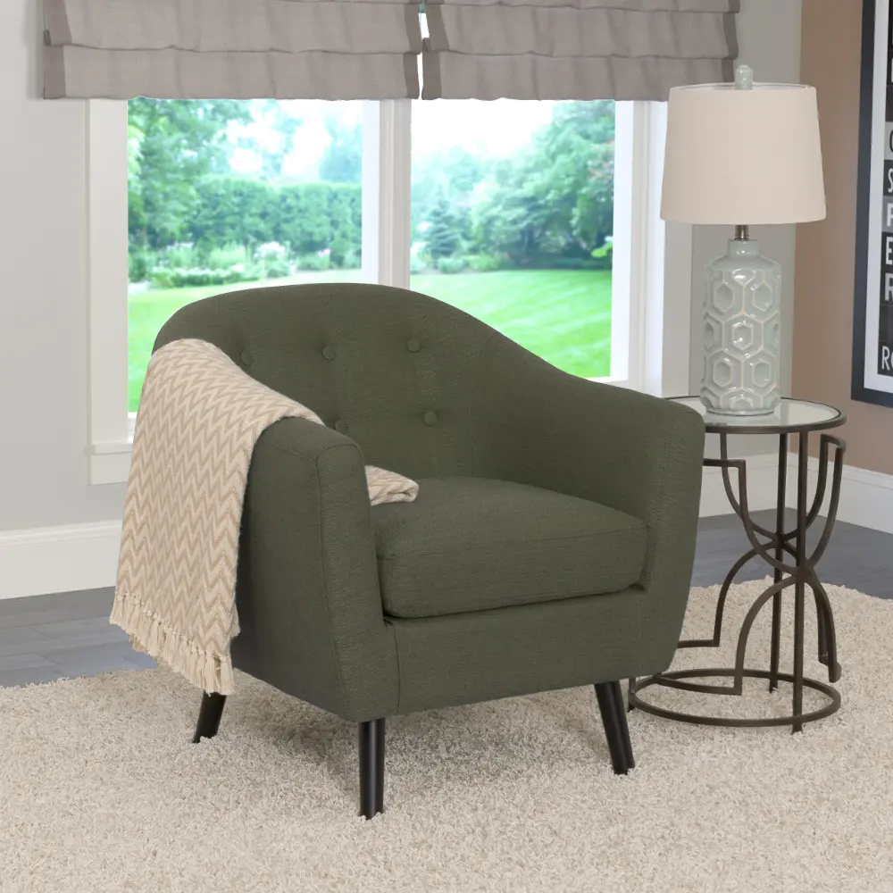 Greenish-Gray Linen Barrel Accent Chair - Oliver   -1