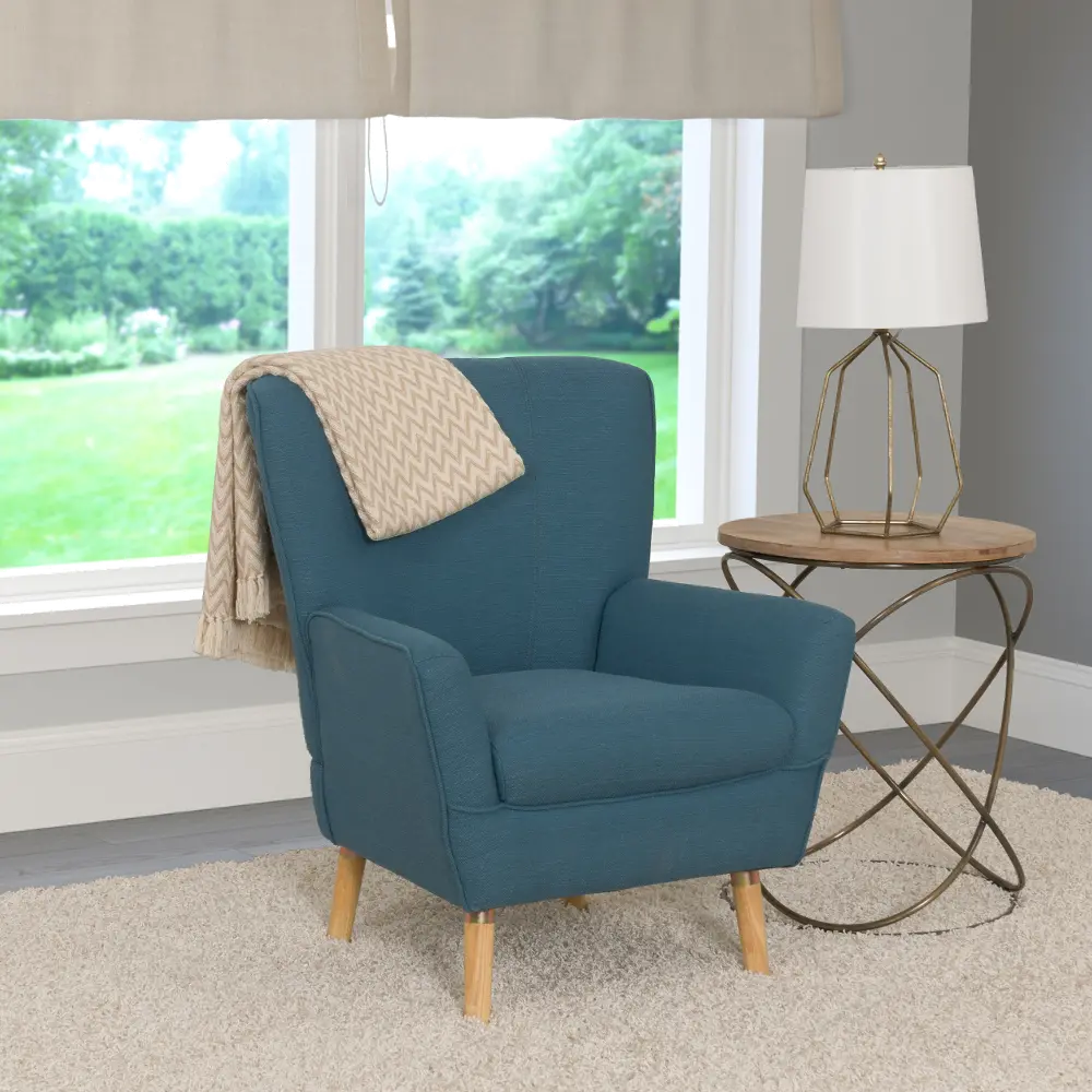 Blue Linen Club Accent Chair - Demi-1