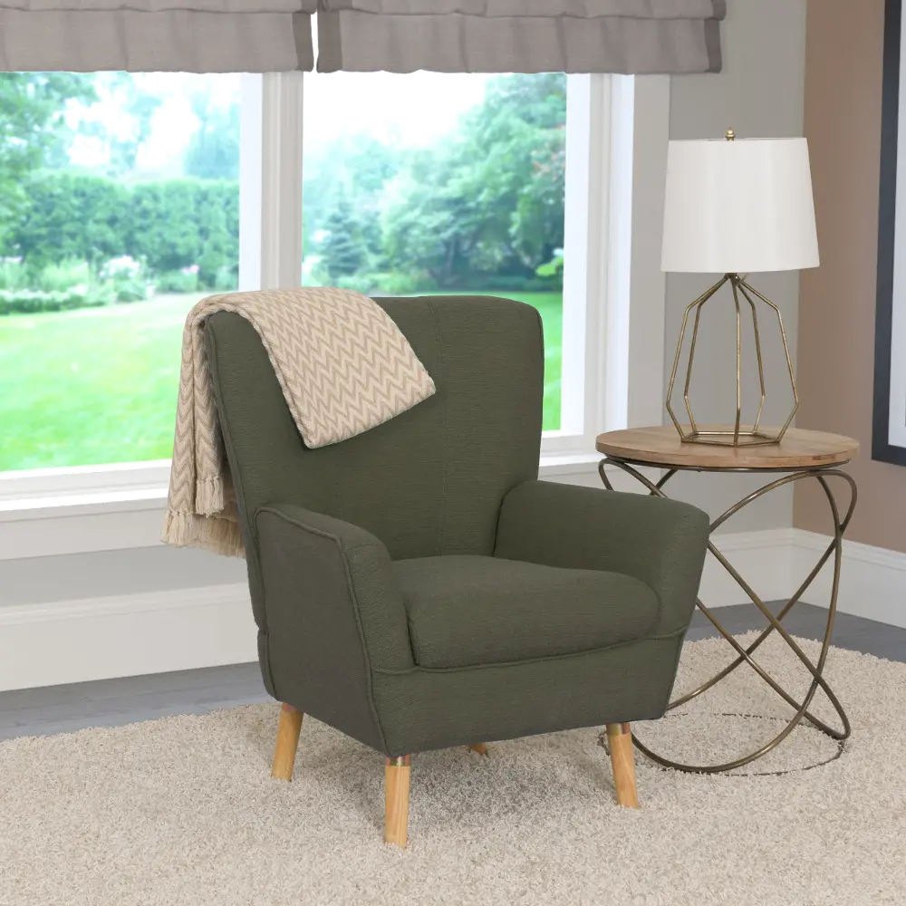 Greenish-Gray Linen Club Accent Chair - Demi-1