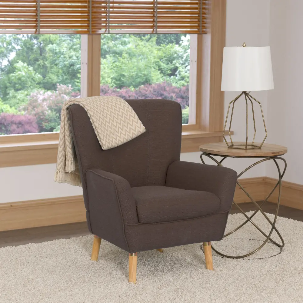 Brown Linen Club Accent Chair - Demi-1
