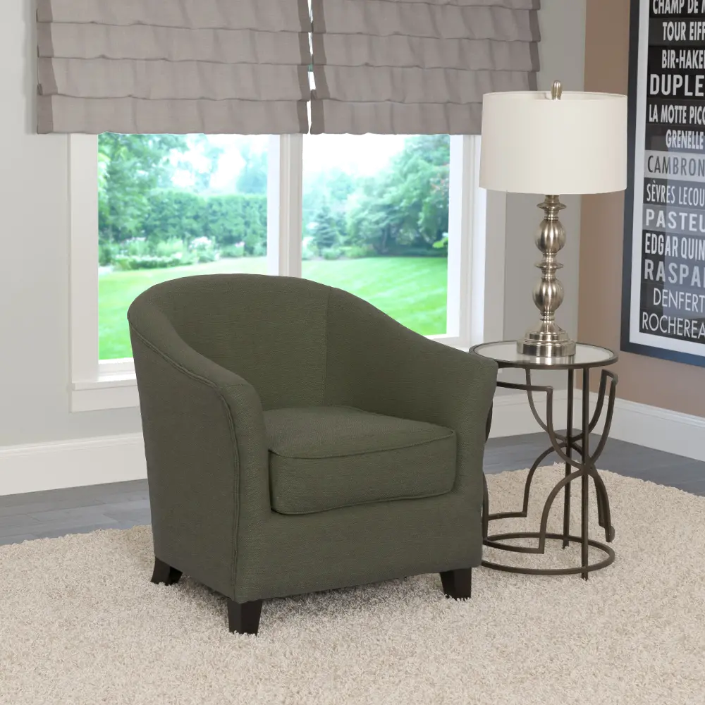 Greenish-Gray Linen Barrel Accent Chair - Shirley-1