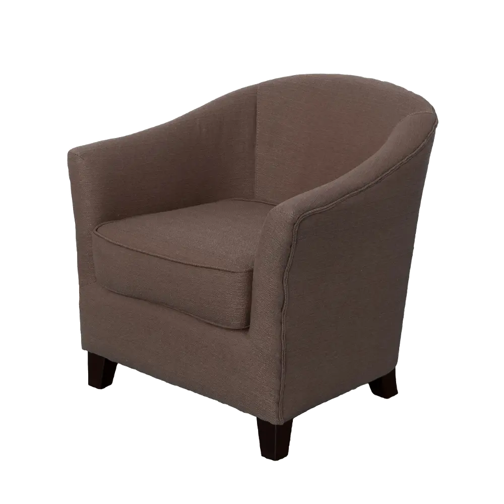 Brown Linen Barrel Accent Chair - Shirley-1