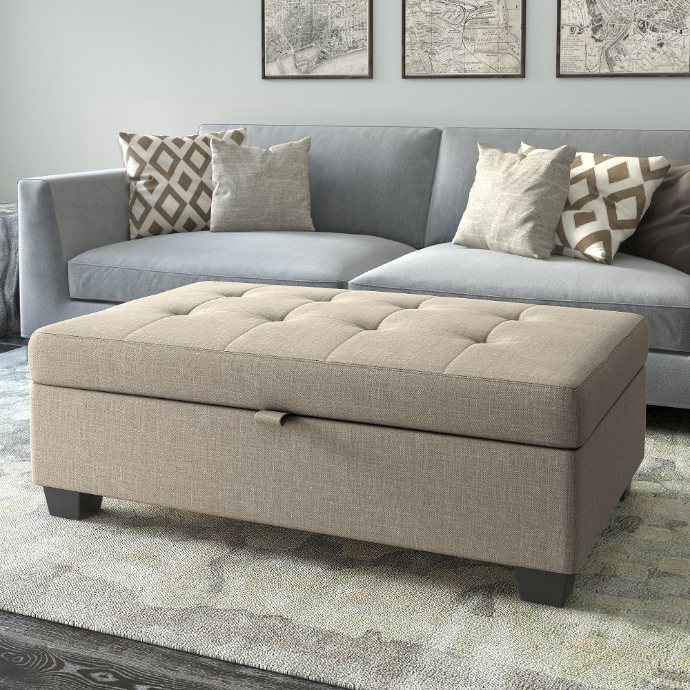 Antonio Beige Storage Ottoman