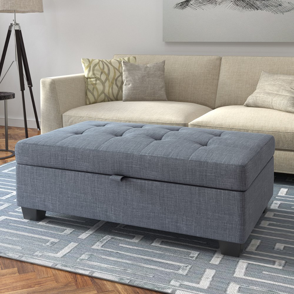 Antonio Blue-Gray Storage Ottoman