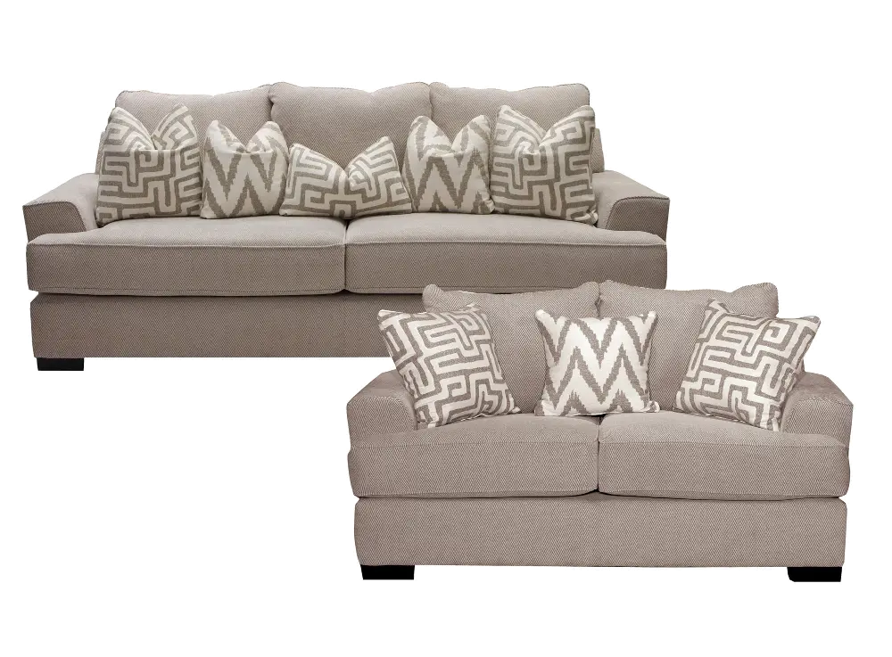 Oatmeal 2 Piece Living Room Set with Sofa Bed - Renegade-1