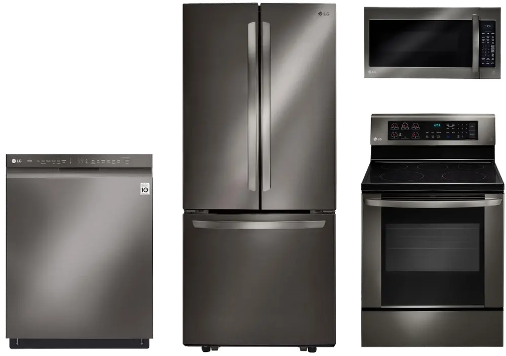 KIT LG 4 Piece Kitchen Appliance Package with 6.3 cu. ft. Electric Range - Black Stainless Steel-1