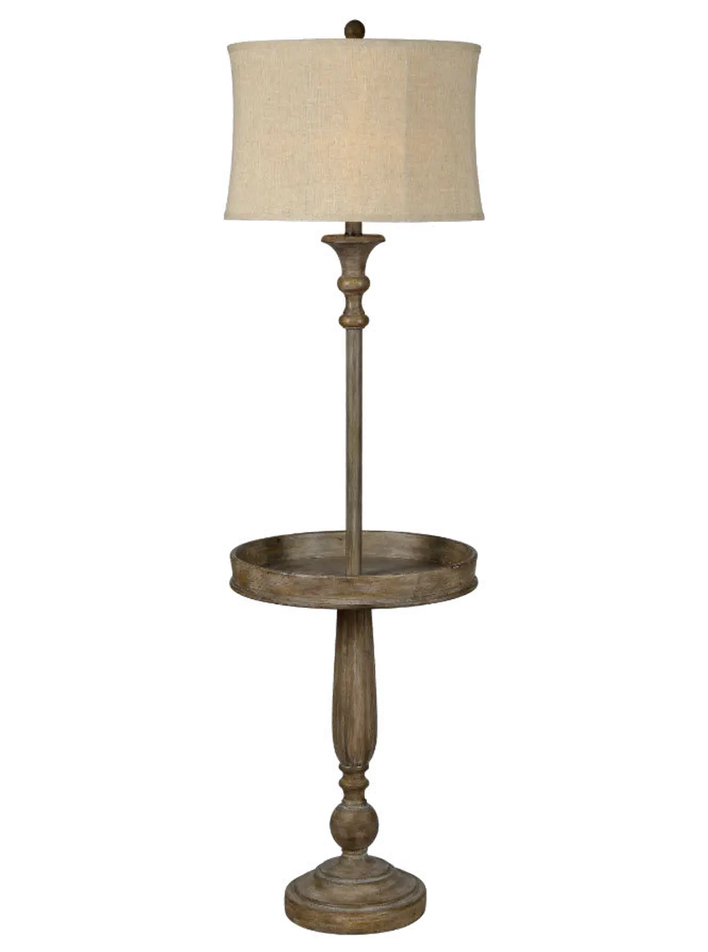 Distressed Wood-Like Floor Lamp with Tray - Grover-1