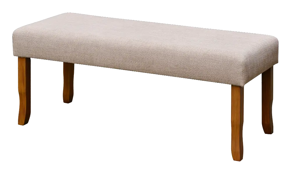 Tan Upholstery and Warm Brown Cherry Bench - Dixie-1